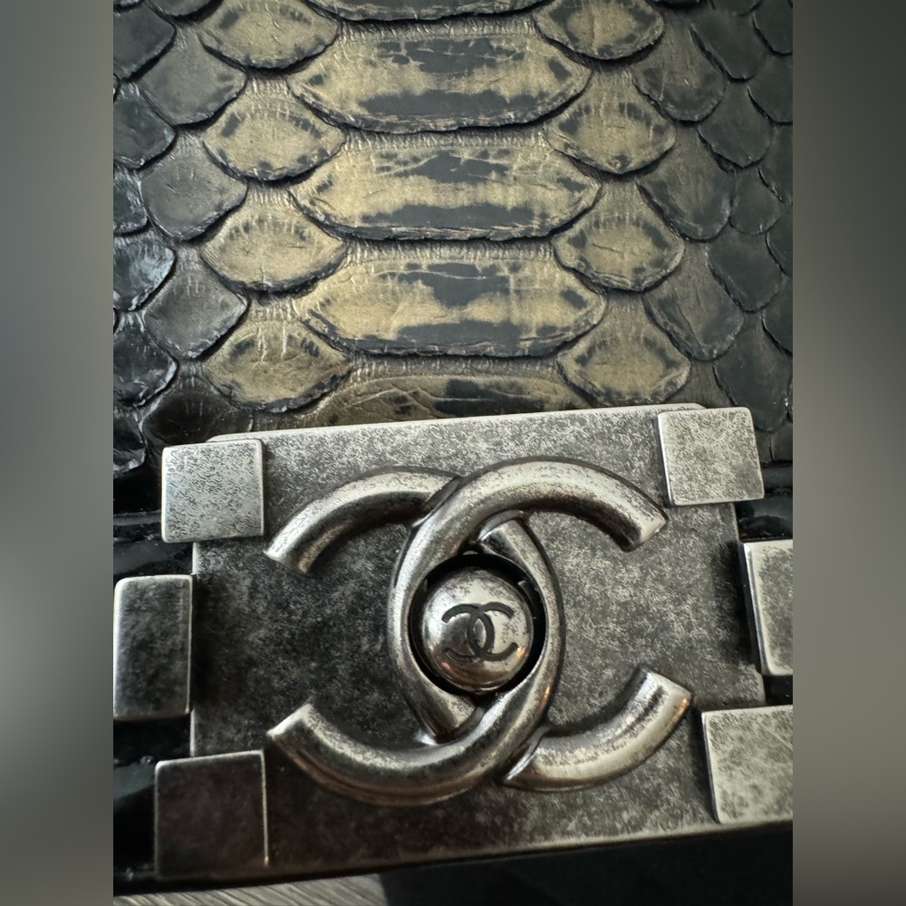 Authentic Chanel Boy Flap Bag Python, Small - image 5